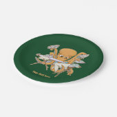 Octopus strijken, overweldigd door klusjes. papieren bordje (Gekanteld)