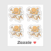 Octopus strijken, overweldigd door klusjes. sticker (Vel)