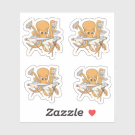 Octopus strijken, overweldigd door klusjes. sticker
