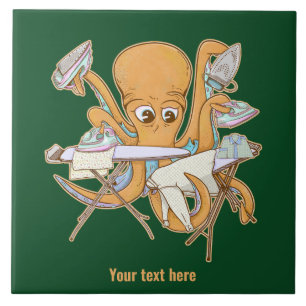 Octopus strijken, overweldigd door klusjes. tegeltje