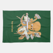 Octopus strijken, overweldigd door klusjes. theedoek (Horizontaal)