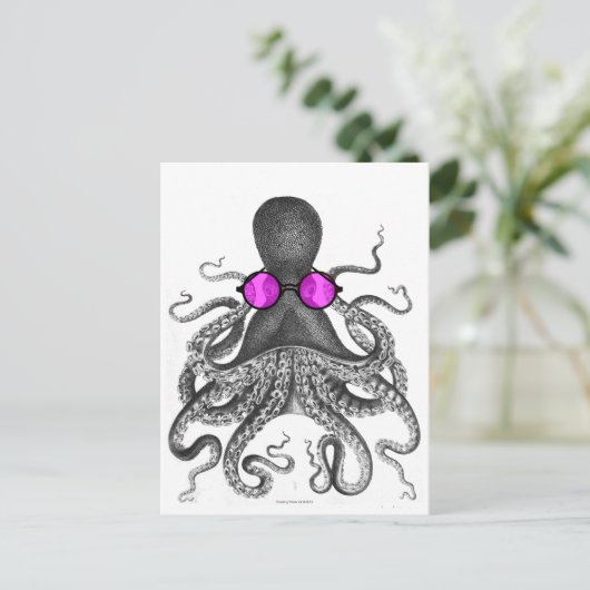Octopus Sunglazen Curiositeit Briefkaart (Staand voorkant)