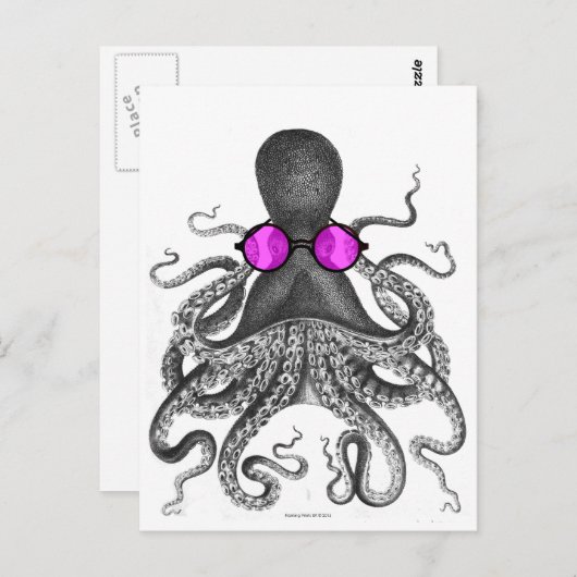 Octopus Sunglazen Curiositeit Briefkaart (Voorkant / Achterkant)