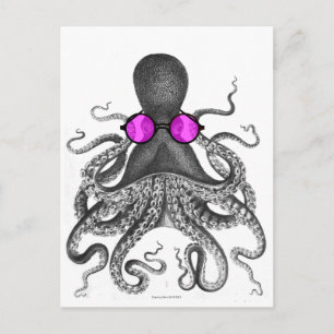 Octopus Sunglazen Curiositeit Briefkaart
