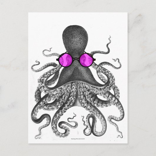 Octopus Sunglazen Curiositeit Briefkaart (Voorkant)