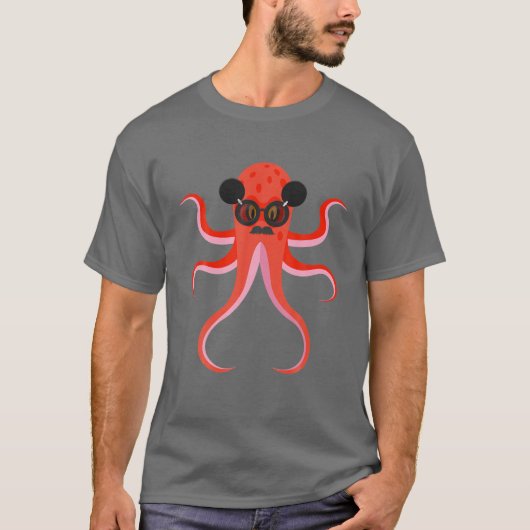 Octopus Sunglazen Surfer Funny T-shirt (Voorkant)