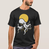 Octopus Sunset Minimalistisch Oceaanontwerp T-shirt (Voorkant)
