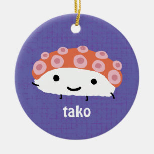 Octopus Sushi (tako) Cute Kawaii Character Holiday Keramisch Ornament
