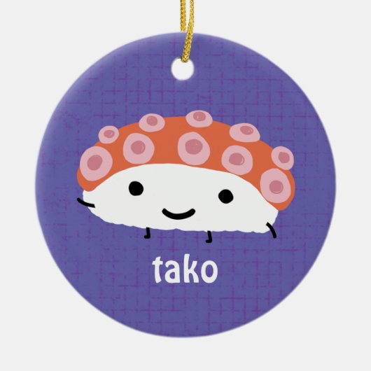 Octopus Sushi (tako) Cute Kawaii Character Holiday Keramisch Ornament (Voorkant)