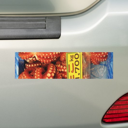 Octopus Tako たこ Tsukiji vismarkt, Tokio, Japan Bumpersticker (Op auto)