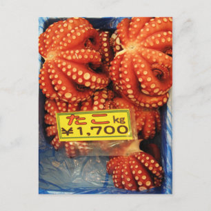 Octopus Tako た Tsukiji Fish Market, Tokyo, Japan Briefkaart