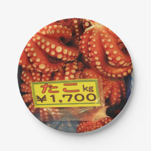 Octopus Tako た Tsukiji Fish Market, Tokyo, Japan Papieren Bordje