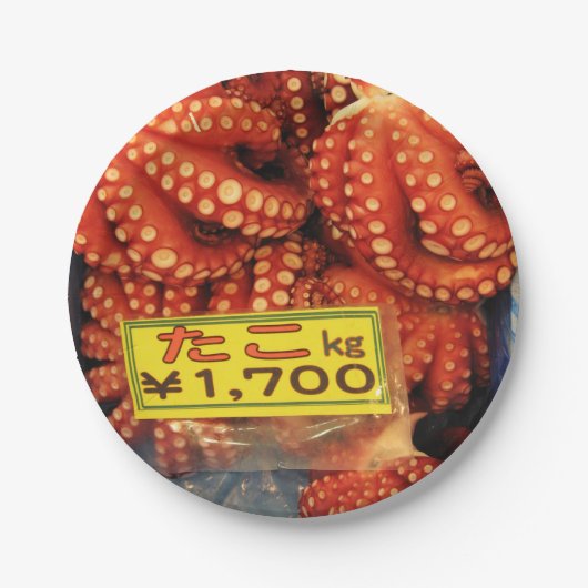 Octopus Tako た Tsukiji Fish Market, Tokyo, Japan Papieren Bordje (Voorkant)