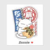 Octopus Takoyaki Cat Sticker (Vel)