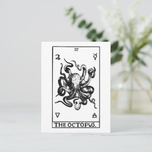 Octopus Tarotkaart Vintage Mariene Illustratie Briefkaart
