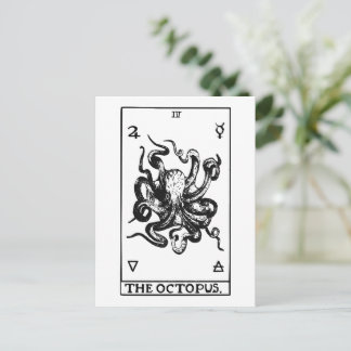 Octopus Tarotkaart Vintage Mariene Illustratie Briefkaart
