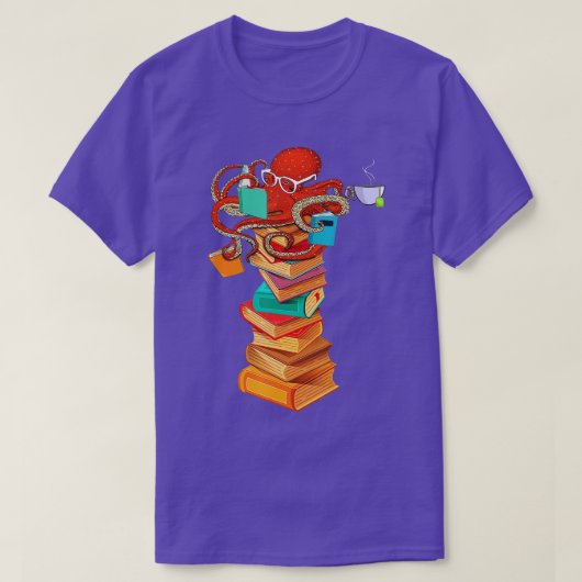 Octopus Tea Coffee Book Lover Bookworm Rea lezen T-shirt (Design voorkant)