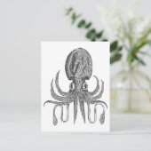  octopus Tekening in zwart-wit Briefkaart (Staand voorkant)
