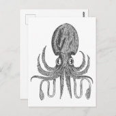  octopus Tekening in zwart-wit Briefkaart (Voorkant / Achterkant)