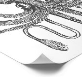 octopus Tekening in zwart-wit Poster (Hoek)