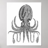 octopus Tekening in zwart-wit Poster (Voorkant)