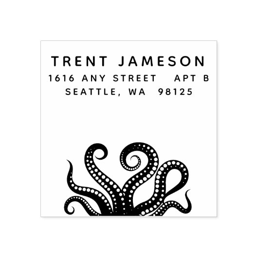 Octopus Tentacles Address Rubberstempel (Afrduk)