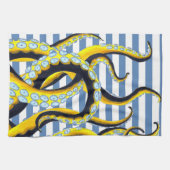 Octopus Tentacles Blue Stripes Theedoek (Horizontaal)