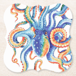 Octopus Tentacles Colorful Waterverf Art Kartonnen Onderzetters