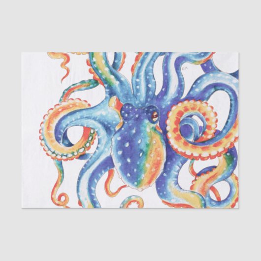 Octopus Tentacles Colorful Waterverf Art Tissuepapier (Voorkant)
