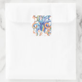 Octopus Tentacles Colorful Waterverf Art Vierkante Sticker (Tas)