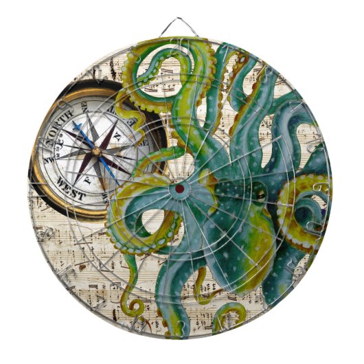 Octopus Tentacles compass Music Dartbord (Voorkant)