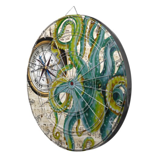 Octopus Tentacles compass Music Dartbord (Voorkant Rechts)