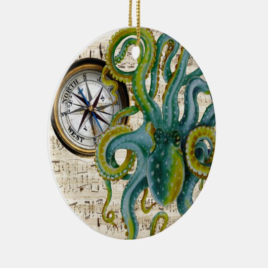 Octopus Tentacles compass Music Keramisch Ornament (Rechts)