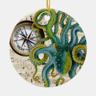 Octopus Tentacles compass Music Keramisch Ornament