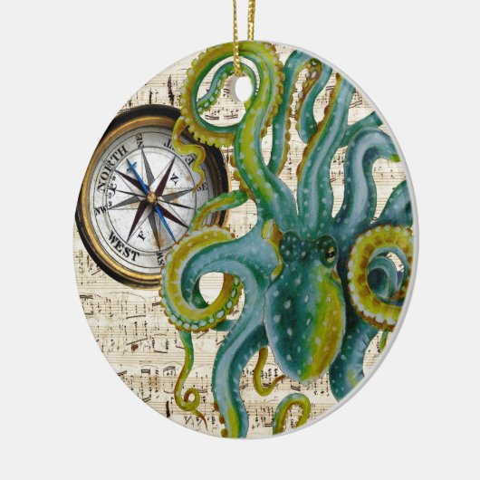 Octopus Tentacles compass Music Keramisch Ornament (Links)