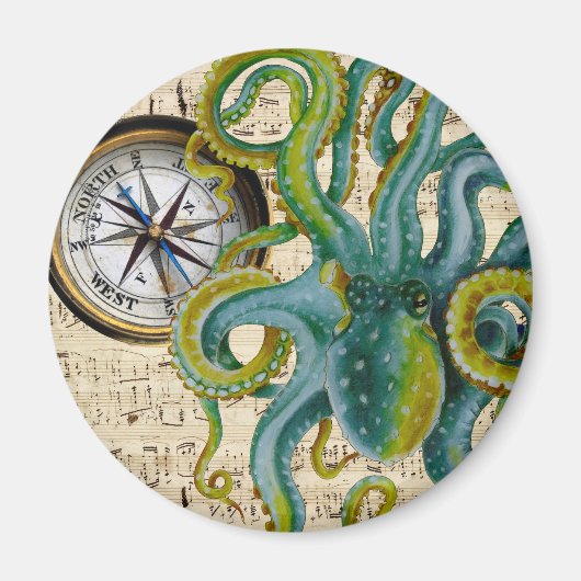 Octopus Tentacles compass Music Magneet (Voorkant)