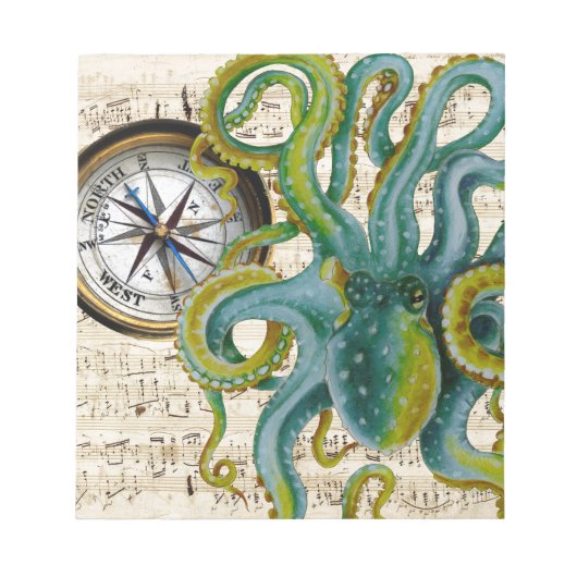 Octopus Tentacles compass Music Notitieblok (Voorkant)