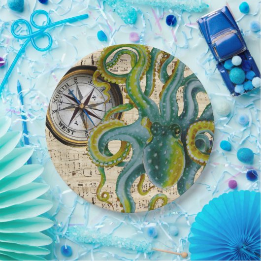 Octopus Tentacles compass Music Papieren Bordje (Feest)