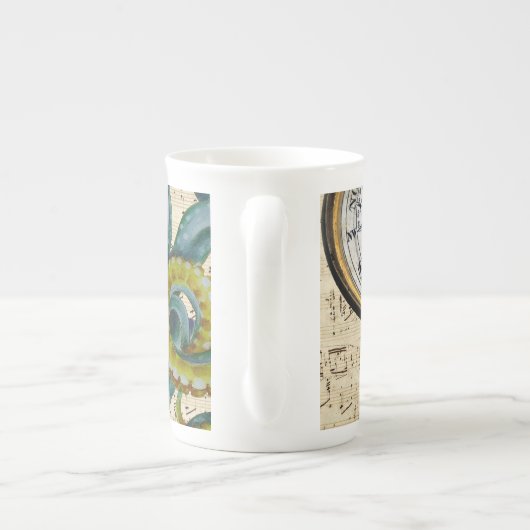 Octopus Tentacles compass Music Porselein Kop (Achterkant)