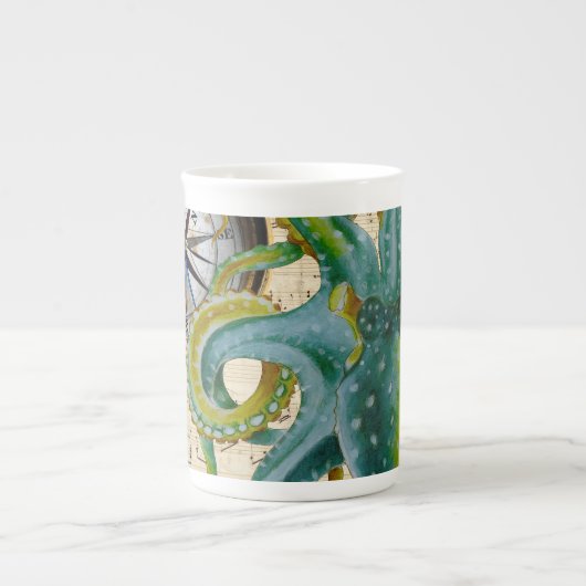 Octopus Tentacles compass Music Porselein Kop (Voorkant)