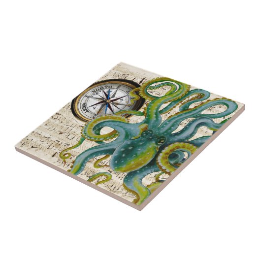 Octopus Tentacles compass Music Tegeltje (Zijkant)