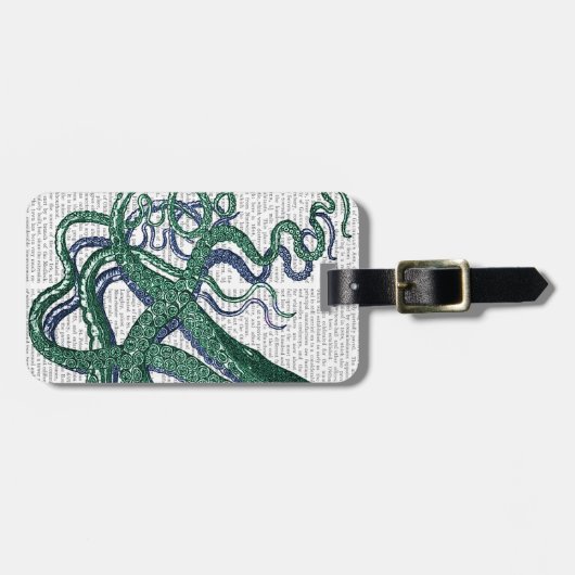 Octopus Tentacles Green en Blue Bagagelabel (Voorkant horizontaal)