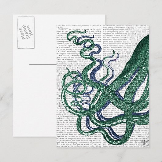 Octopus Tentacles Green en Blue Briefkaart (Voorkant / Achterkant)