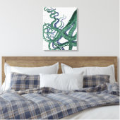 Octopus Tentacles Green en Blue Canvas Afdruk (Insitu (Slaapkamer))
