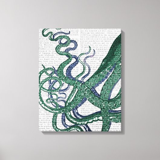 Octopus Tentacles Green en Blue Canvas Afdruk (Voorkant)