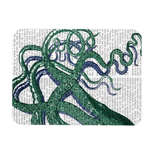 Octopus Tentacles Green en Blue Magneet (Horizontaal)