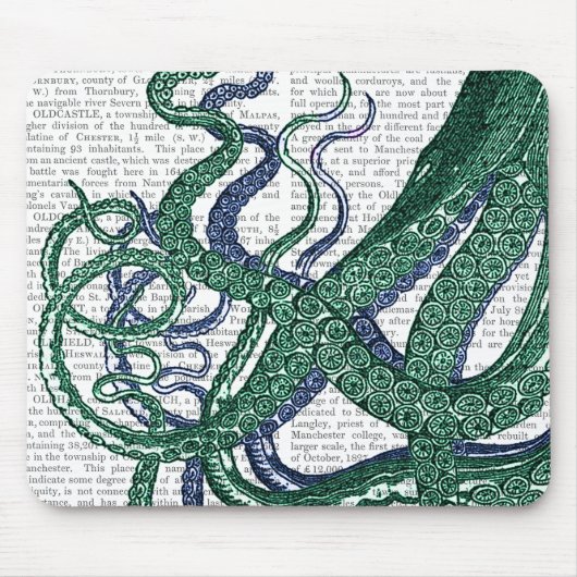 Octopus Tentacles Green en Blue Muismat (Voorkant)
