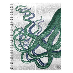 Octopus Tentacles Green en Blue Notitieboek