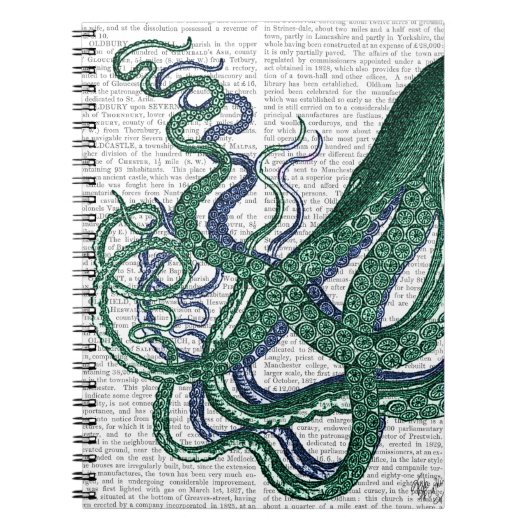 Octopus Tentacles Green en Blue Notitieboek (Voorkant)