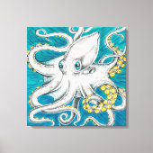 Octopus Tentacles Groene blauwgroen inkt Canvas Afdruk (Voorkant)